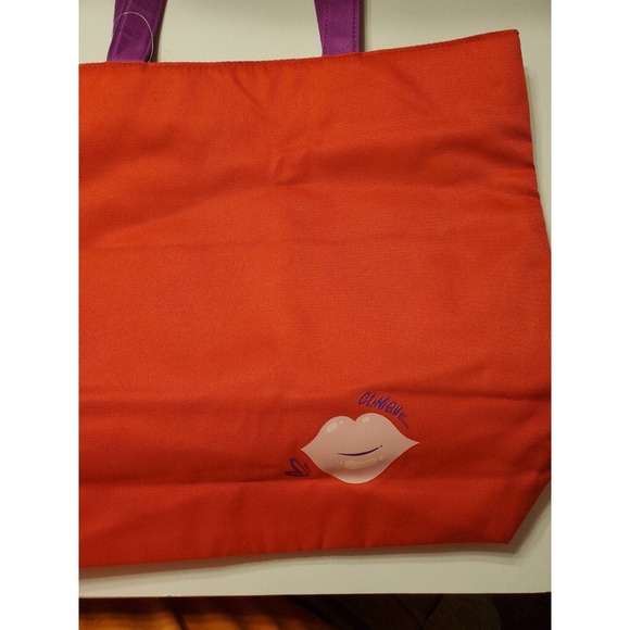 Clinique Tote Bag Orange Purple Handle - Picture 3 of 3